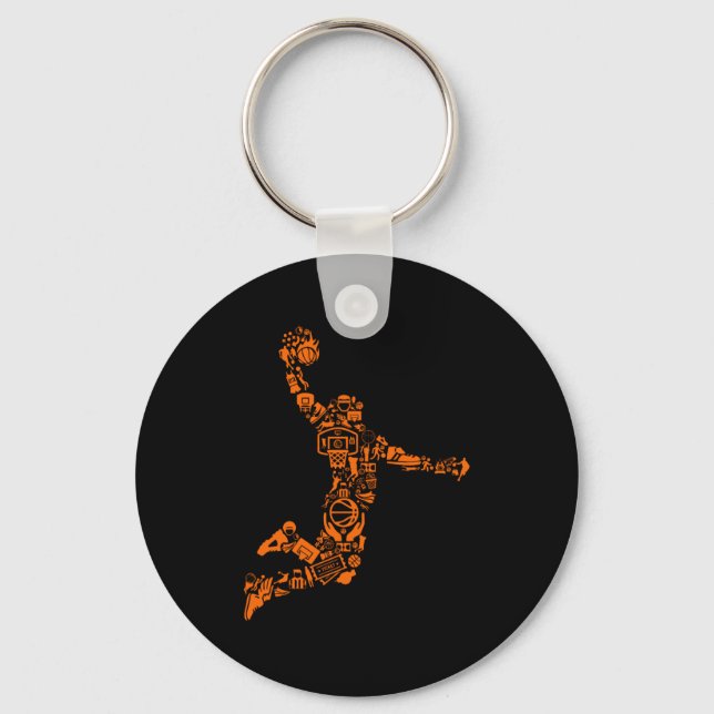 Basketball Player Vintage Sports Athlete Keychain (Front)