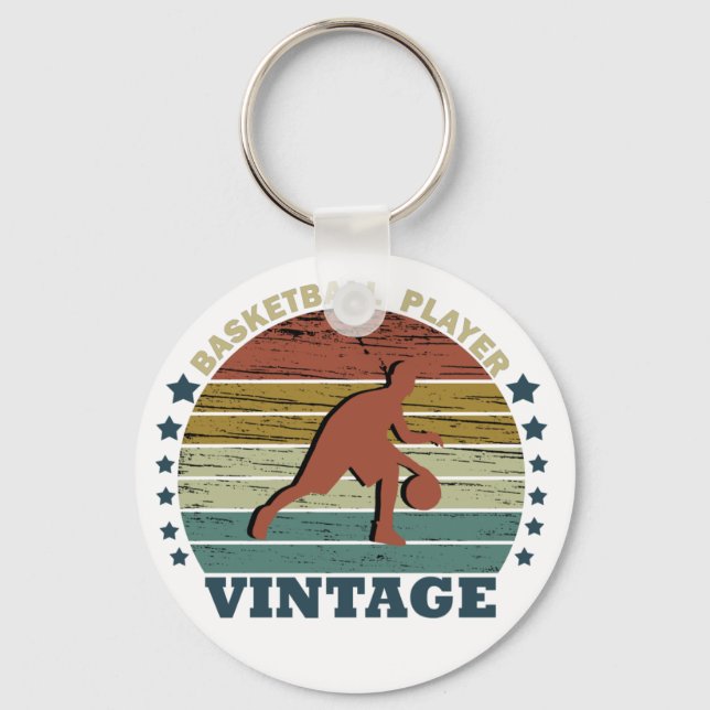 basketball player vintage sunset keychain (Front)