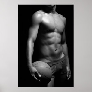 basketball player W6 in black and white Poster
