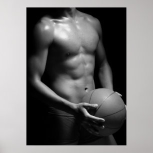 Basketball player W7 in black and white Poster