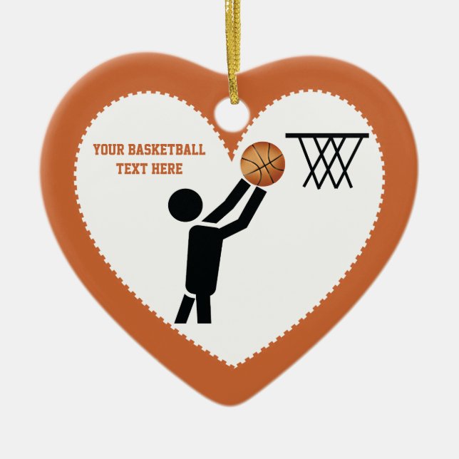 Basketball player with ball custom ceramic ornament (Front)