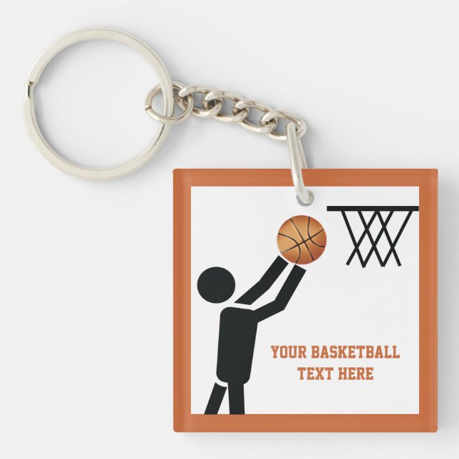 Basketball player with ball custom keychain (Front)