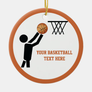Basketball player with ball round ceramic ornament