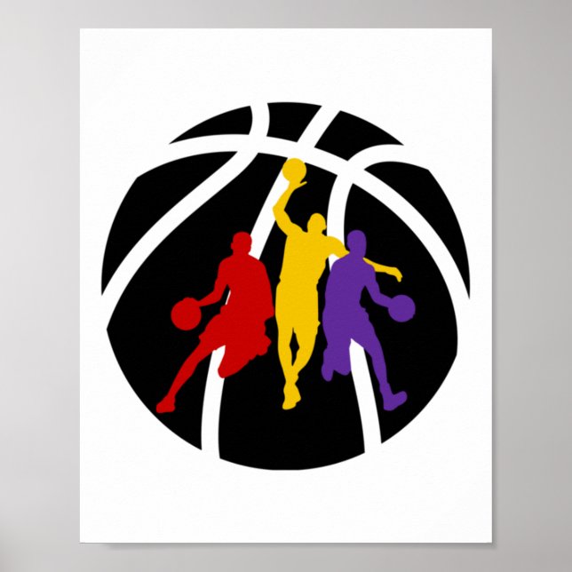 Basketball Players Cool Colourful Art Design Train Poster (Front)