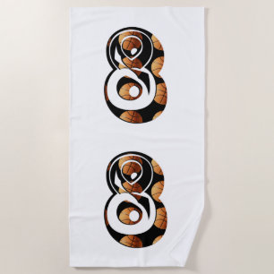 Basketball Players Number Eight With Basketballs, Beach Towel