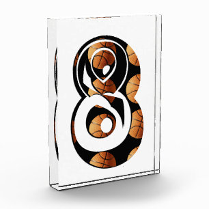 Basketball Players Number Eight With Basketballs, Photo Block