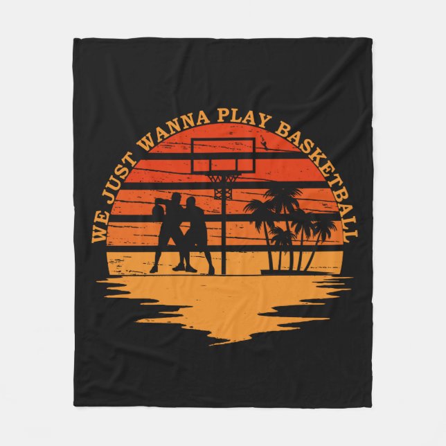 Basketball players vintage retro sunset style fleece blanket (Front)