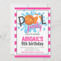 Basketball Pool Party Anniversaire Invitation