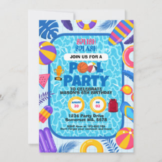Basketball Pool Party Birthday Invitation