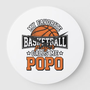 Basketball Popo Funny Vintage Sports Design_1 Large Clock