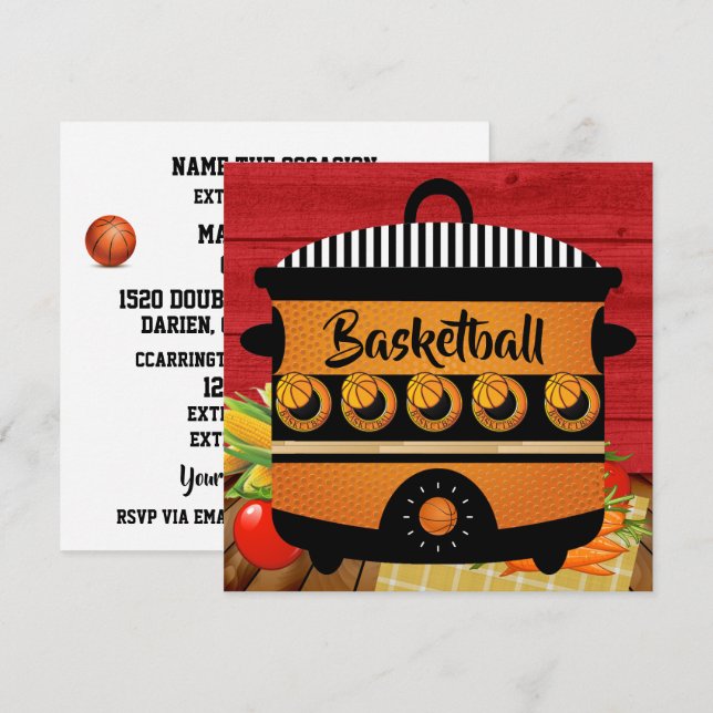 Basketball - Pot Luck - Gathering Invitation (Front/Back)