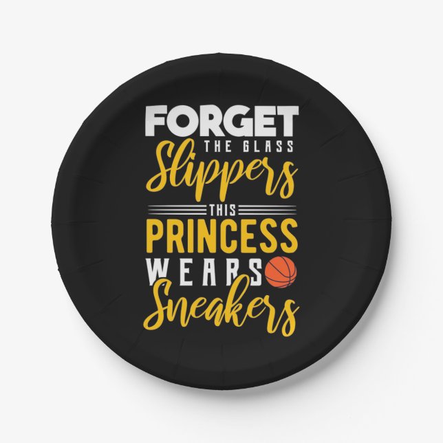 Basketball Princess Wears Sneakers Paper Plate (Front)