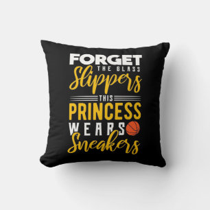 Basketball Princess Wears Sneakers Throw Pillow
