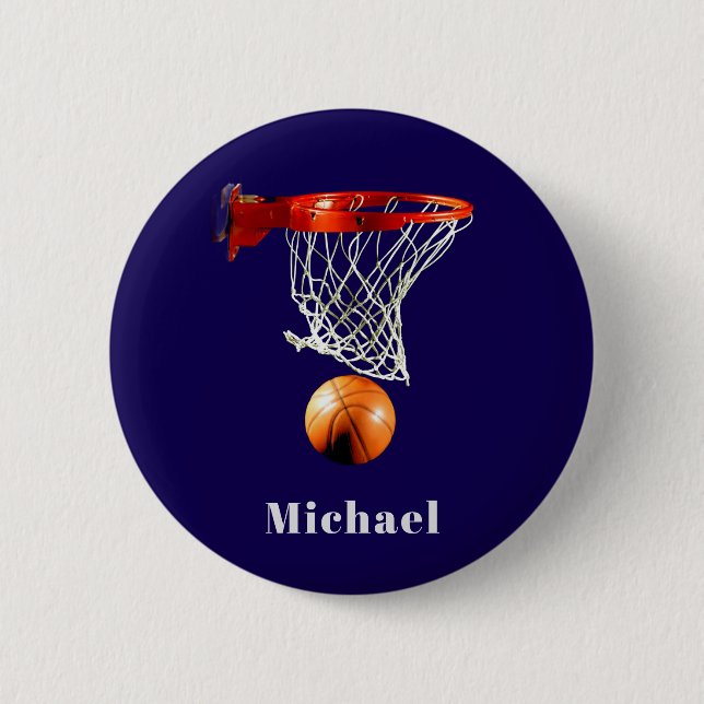 Basketball Replace with Your Name 2 Inch Round Button (Front)