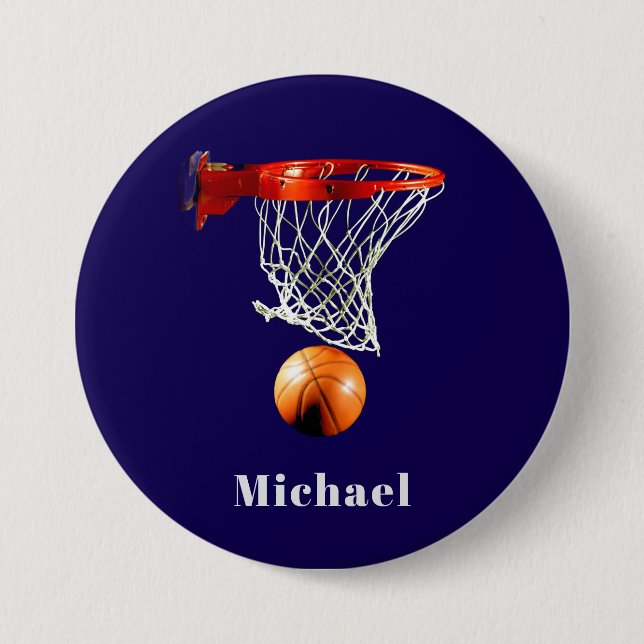 Basketball Replace with Your Name 3 Inch Round Button (Front)