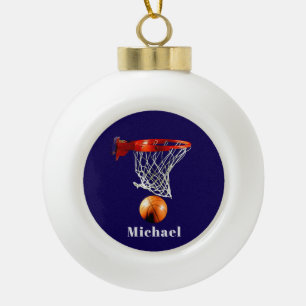 Basketball Replace with Your Name Ceramic Ball Christmas Ornament