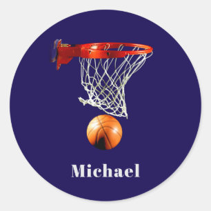 Basketball Replace with Your Name Classic Round Sticker