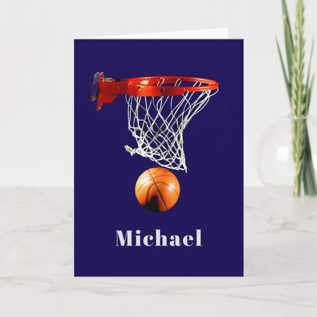 Basketball Replace with Your Name Holiday Card (Front)