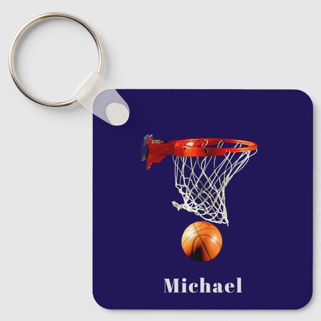 Basketball Replace with Your Name Keychain (Front)
