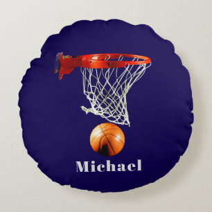 Basketball Replace with Your Name Round Pillow
