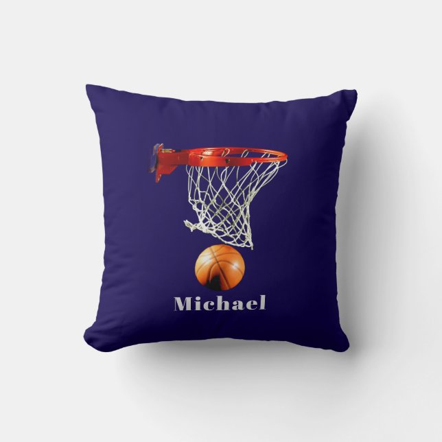 Basketball Replace with Your Name Throw Pillow (Front)