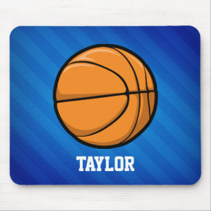 Basketball; Royal Blue Stripes Mouse Pad