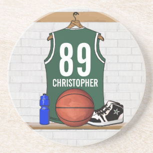 BasketBall Sandstone Drinks coasters (green)