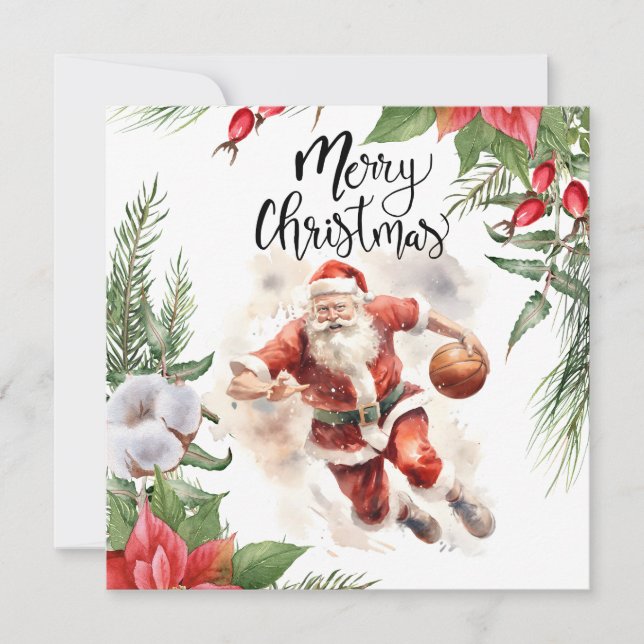 Basketball Santa Claus is playing with Christmas   Card (Front)