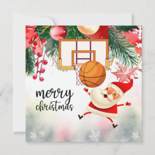 Basketball Santa Claus is playing with Christmas Card