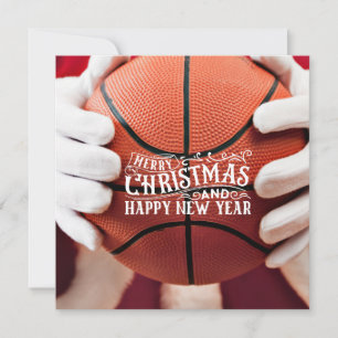 Basketball Santa Claus is playing with Christmas   Card