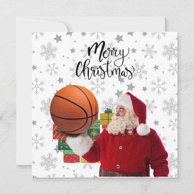Basketball Santa Claus is playing with Christmas  Card (Front)
