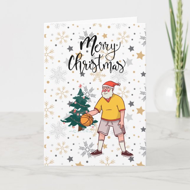 Basketball Santa Claus is playing with Christmas   Card (Front)
