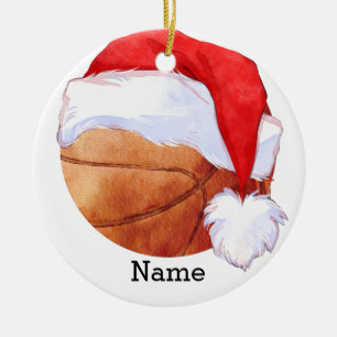 Basketball Santa Claus is playing with Christmas Ceramic Ornament