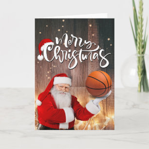 Basketball Santa Claus Merry Christmas New Year Card