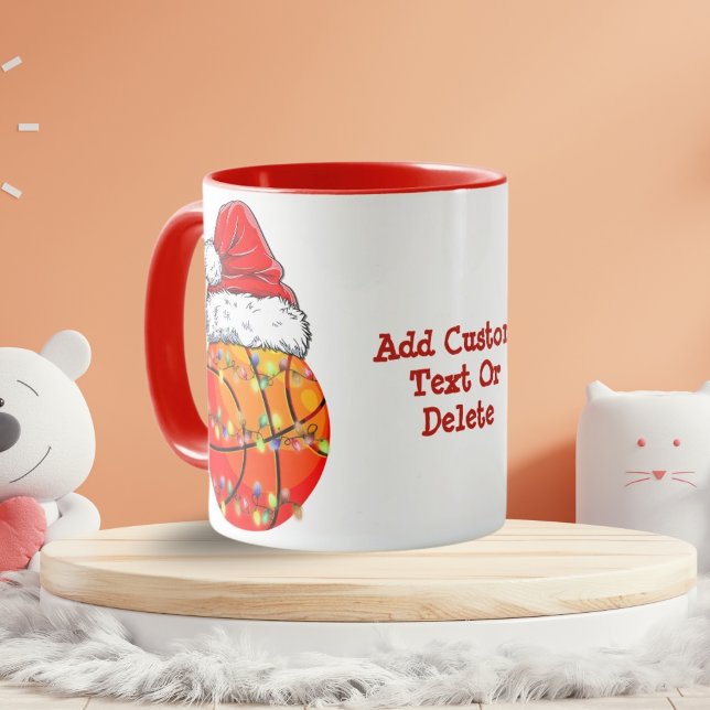 Basketball Santa Hat Christmas Light  Xmas party Mug (Creator Uploaded)