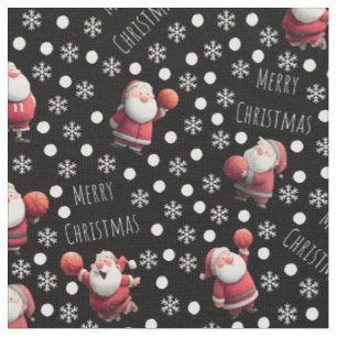 Basketball Santa on Black Fabric