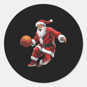 Basketball Santa Slam Dunk Ugly Christmas Classic Round Sticker