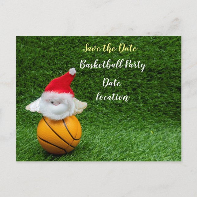 Basketball Save the Date Basketball Christmas Invitation Postcard (Front)