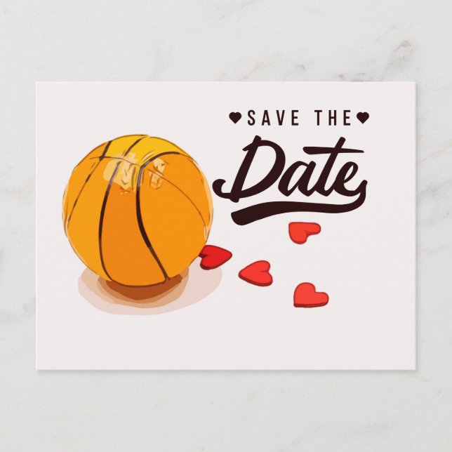 Basketball Save the Date Wedding Invitation Postcard (Front)