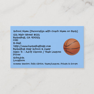 Basketball, School Name (Personalize with Coach... Business Card