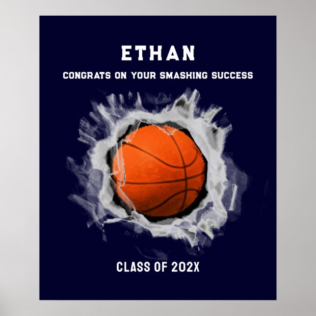 Basketball Senior Graduation Congrats Poster (Front)