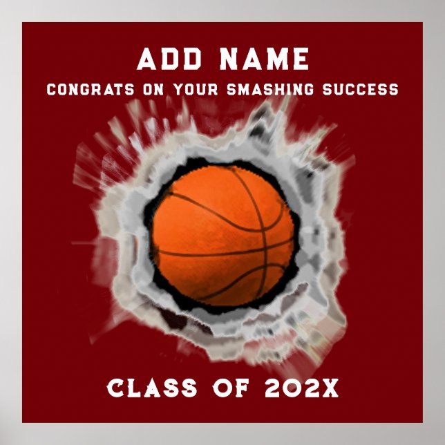 Basketball Senior Graduation Congrats Poster (Front)