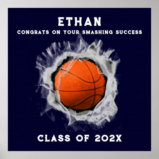 Basketball Senior Graduation Congrats Poster (Front)