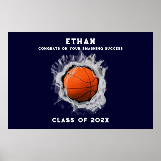 Basketball Senior Graduation Congrats Poster (Front)