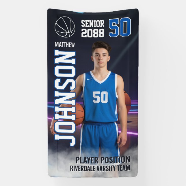 Basketball Senior Night Custom Sports Photo Banner (Vertical)