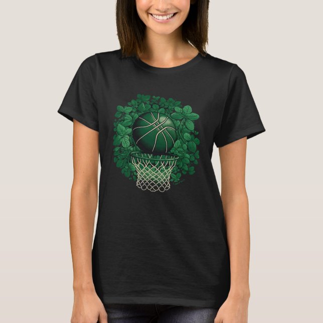 Basketball Shamrock Lucky C Irish St Patrick s Day T-Shirt (Front)
