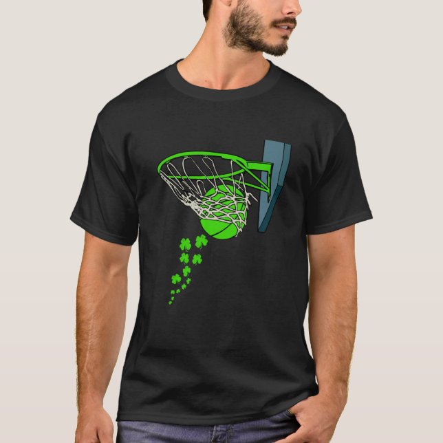 Basketball Shamrock Lucky C Irish St Patrick's Day T-Shirt (Front)