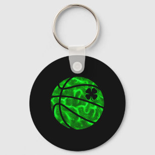 Basketball Shamrock Lucky Clover Irish St Patrick' Keychain