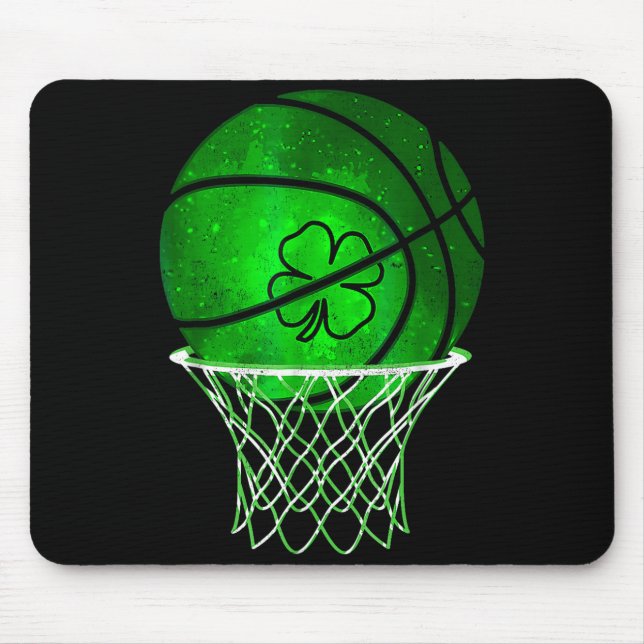 Basketball Shamrock Lucky Clover Irish St Patrick' Mouse Pad (Front)