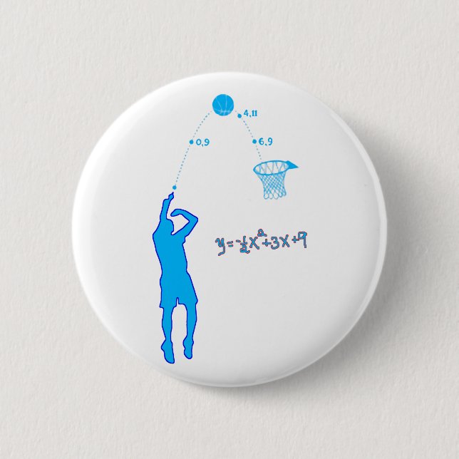 Basketball Shot and Quadratic equation 2 Inch Round Button (Front)